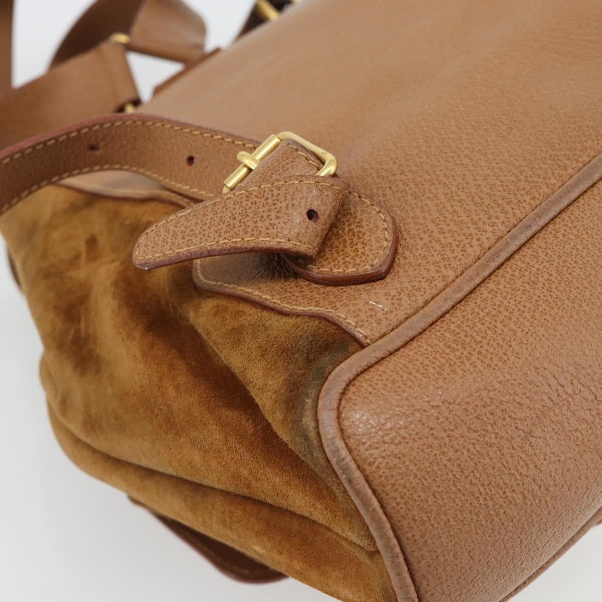 Gucci Vintage Bamboo Backpack Suede Brown Suede Backpack Bag (Pre-Owned)