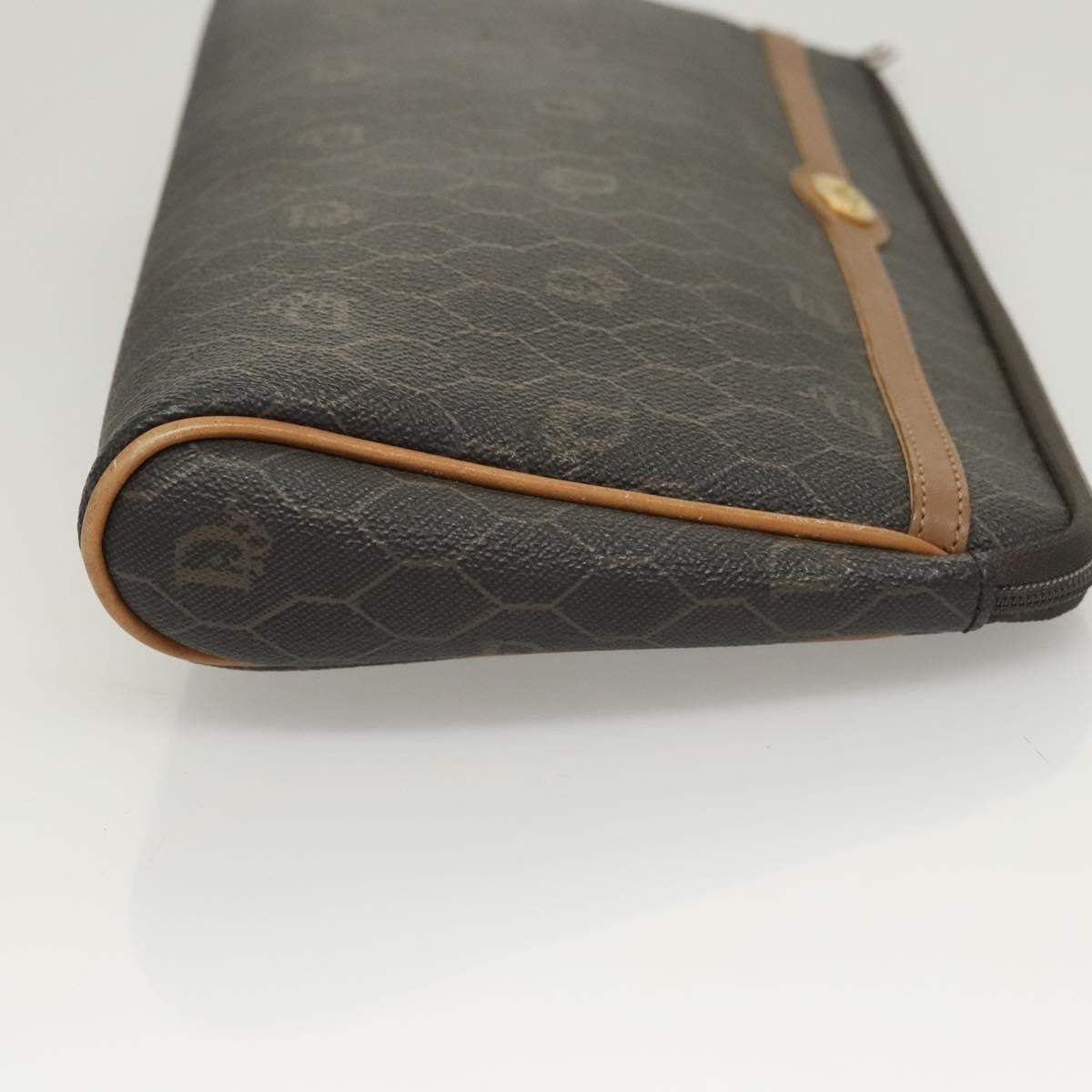 Christian Dior Vintage Honeycomb Zip Pouch Canvas And Leather Black Canvas Clutche & Pouche Bag (Pre-Owned)