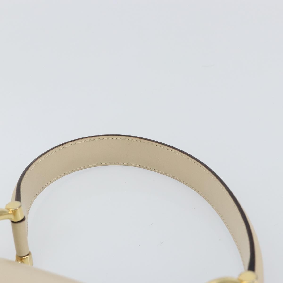 Celine Vintage Top Handle Bag Glazed Leather Ecru Leather Handbag (Pre-Owned)