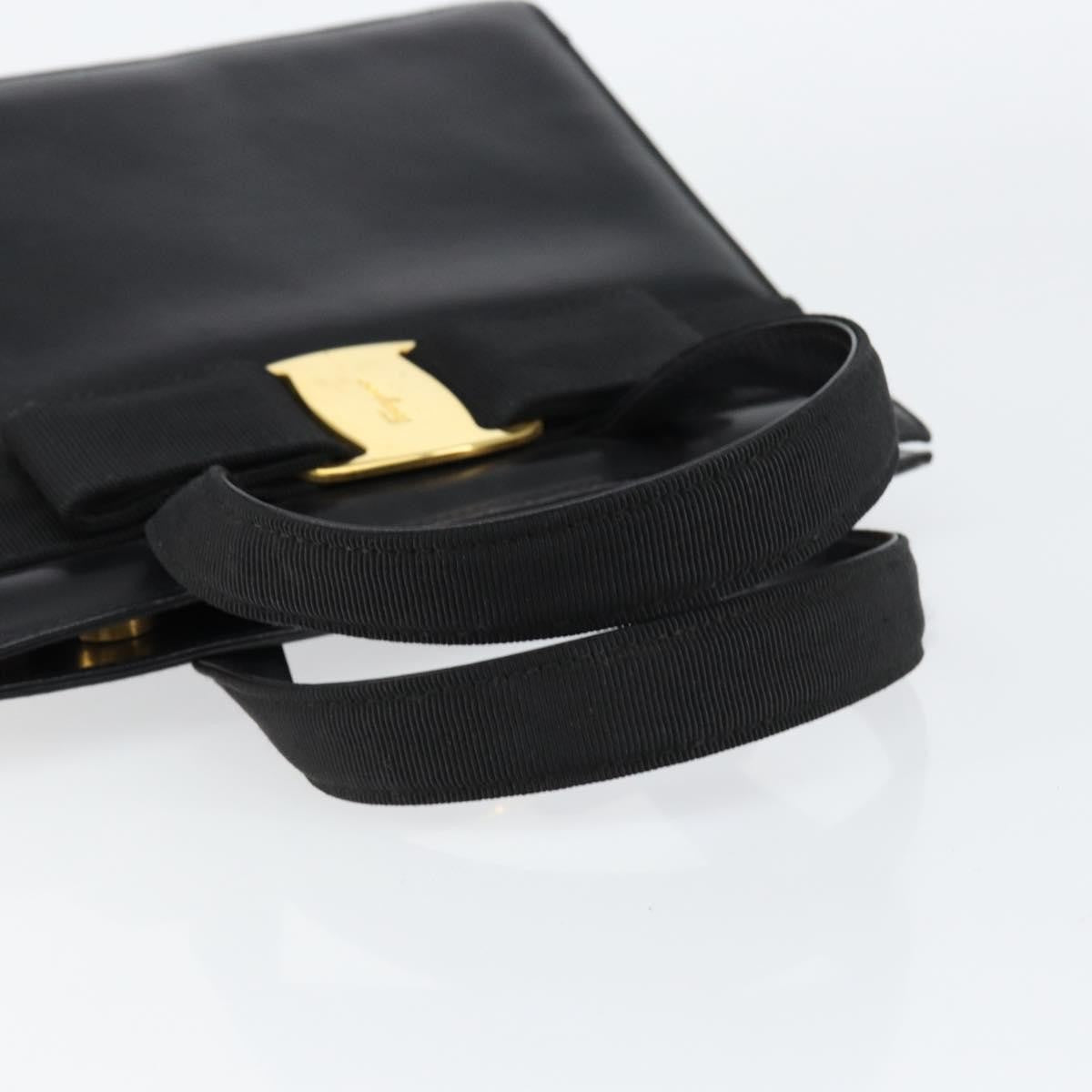 Salvatore Ferragamo Convertible Vara Bow Tote Leather Black Leather Handbag (Pre-Owned)