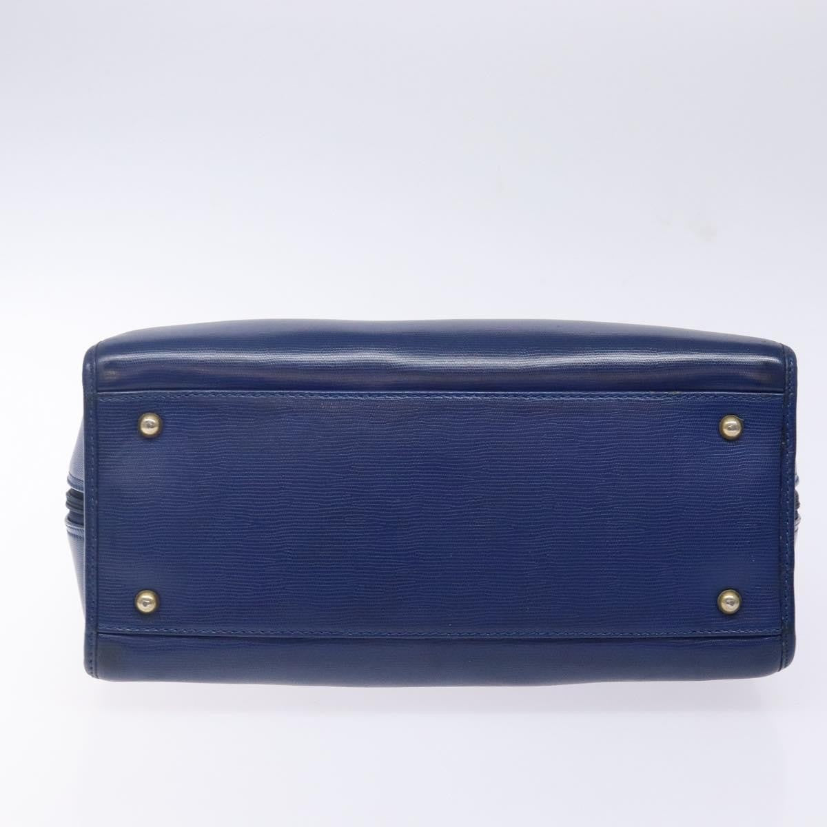 Celine Circle Logo Handbag Leather Blue Leather Bag (Pre-Owned)