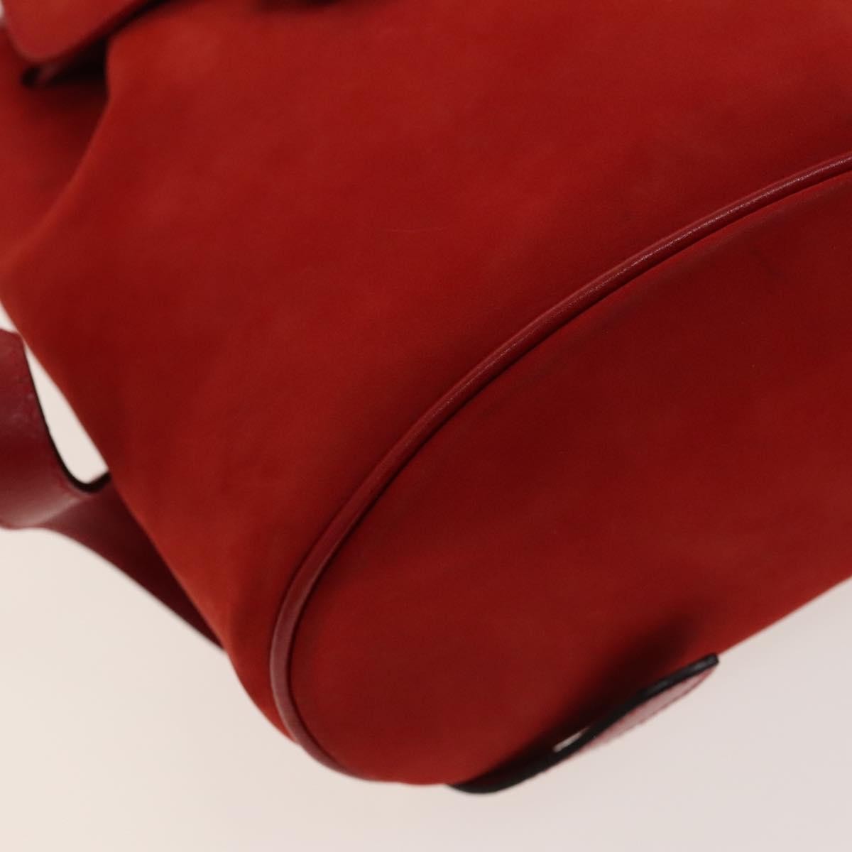 Salvatore Ferragamo Gancini Flap Drawstring Backpack Suede Red Suede Backpack Bag (Pre-Owned)