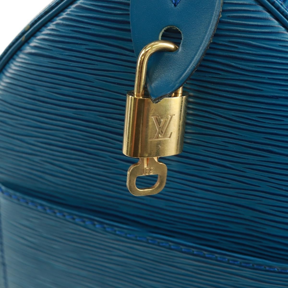 Louis Vuitton Speedy Handbag Epi Leather Blue Leather Handbag (Pre-Owned)