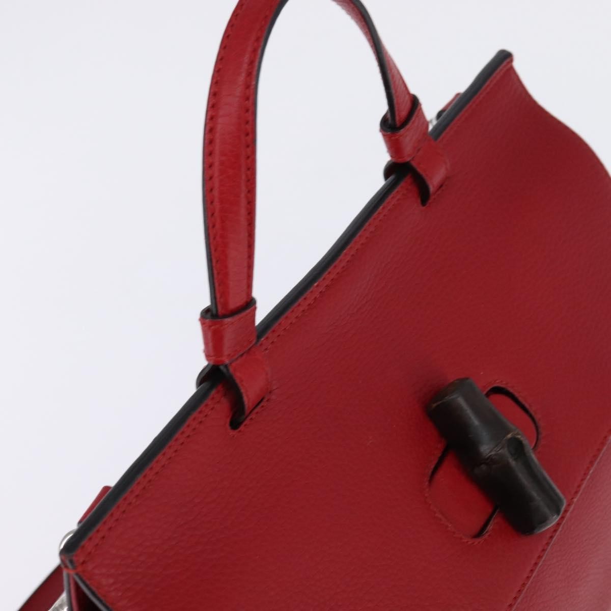 Gucci Bamboo Daily Top Handle Bag Leather Red Leather Bag (Pre-Owned)