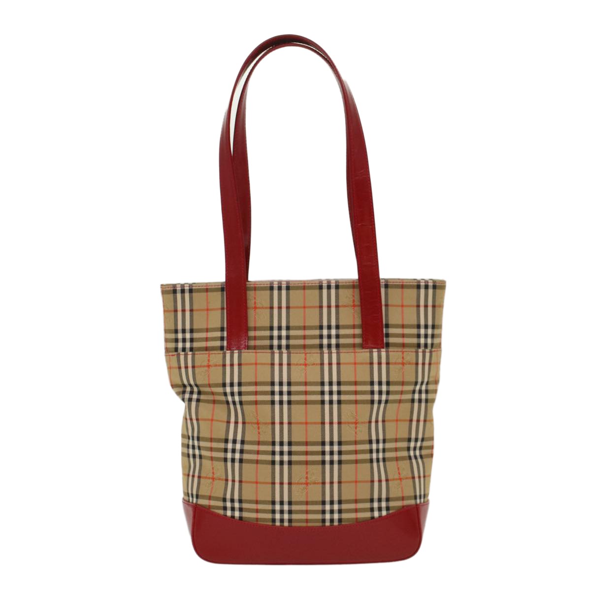 Burberry Nova Check Tote Nylon And Leather Beige Nylon Tote Bag Bag (Pre-Owned)