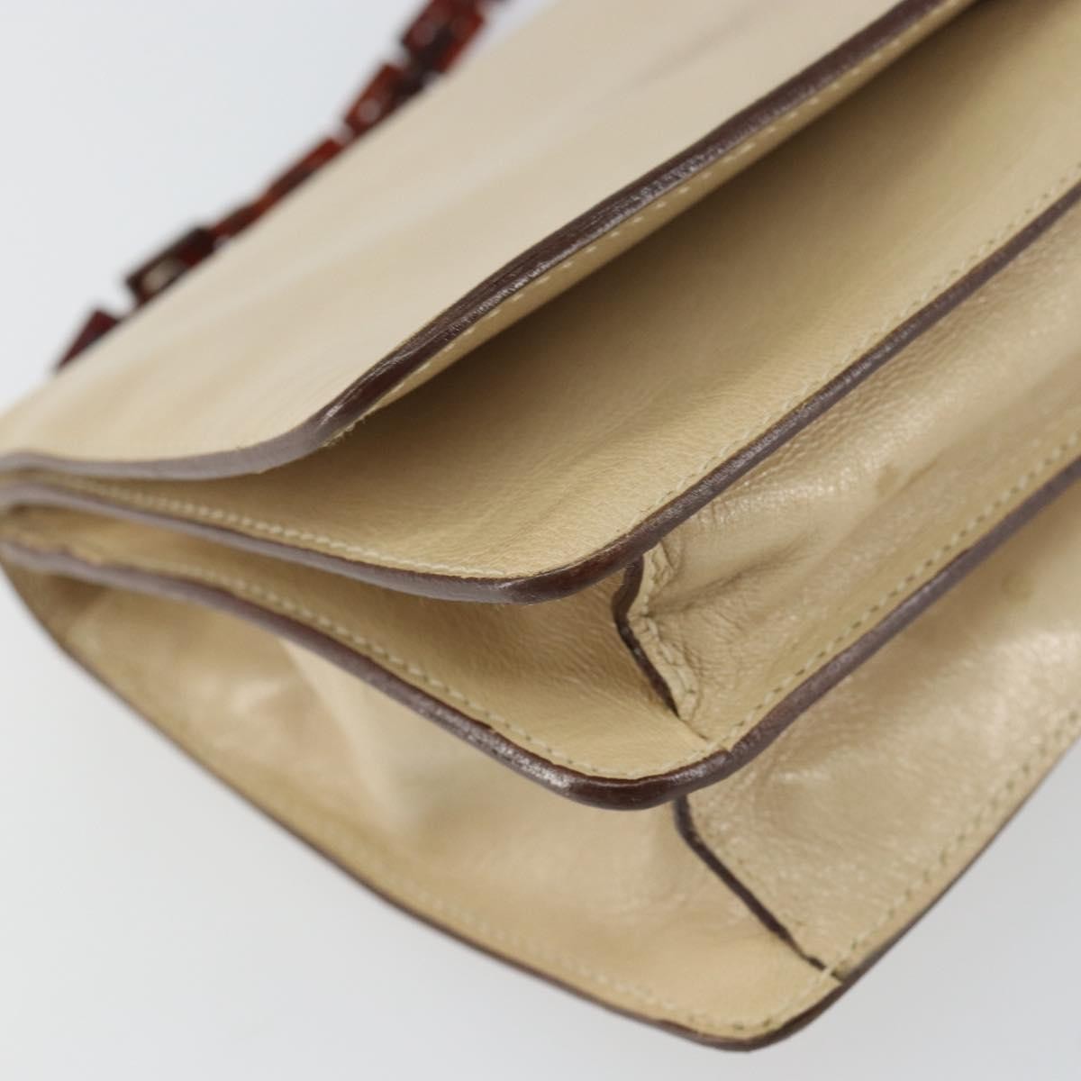 Prada Flap Shoulder Bag Leather Beige Leather Shoulder Bag Bag (Pre-Owned)