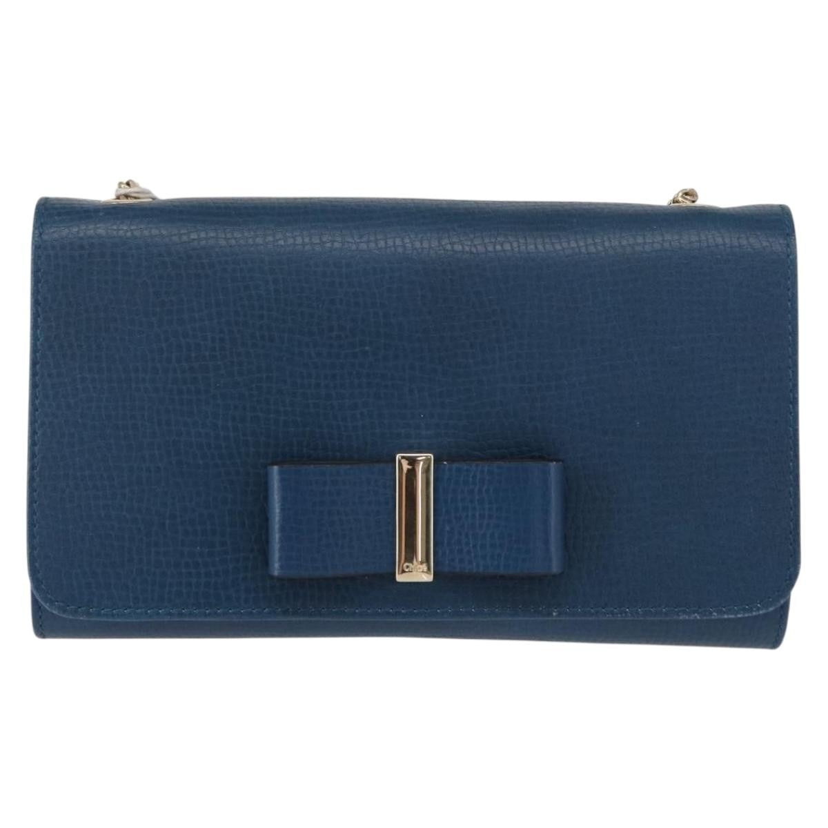 Chloe Vintage Shoulder Bag Leather Blue Leather Shoulder Bag Bag (Pre-Owned)