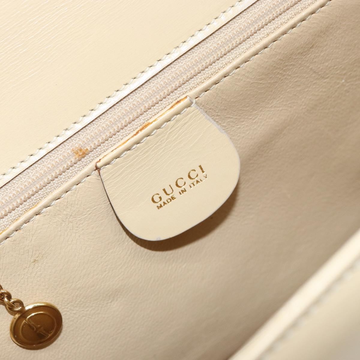 Gucci Vintage Lady Lock Top Handle Bag Leather Beige Leather Handbag (Pre-Owned)
