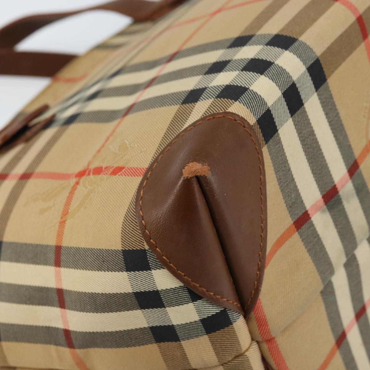 Burberry Nova Check Tote Canvas Check Pattern Beige Canvas Tote Bag Bag (Pre-Owned)