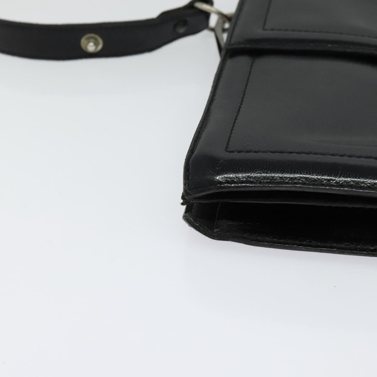 Saint Laurent Vintage Shoulder Bag Leather Black Leather Shoulder Bag Bag (Pre-Owned)