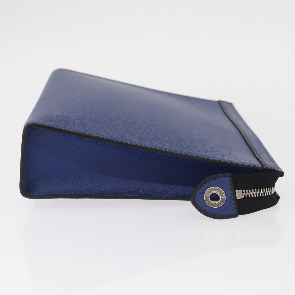 Louis Vuitton Pochette Voyage Taiga Leather Blue Leather Clutche & Pouche Bag (Pre-Owned)