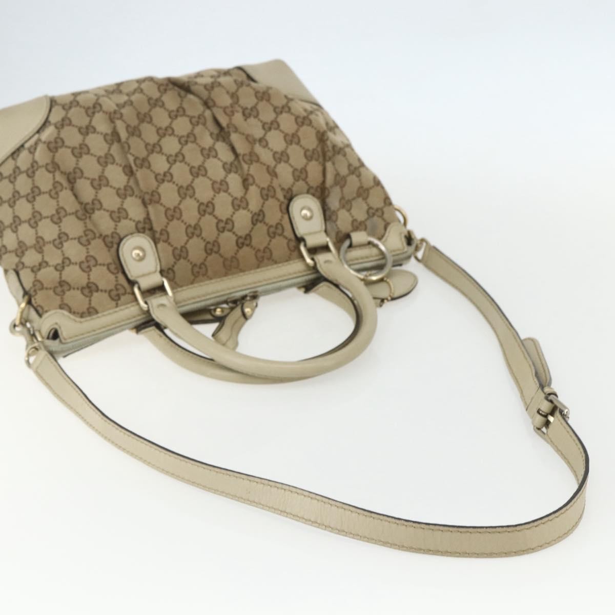 Gucci Sukey Top Handle Satchel Gg Coated Canvas Beige Canvas Handbag (Pre-Owned)