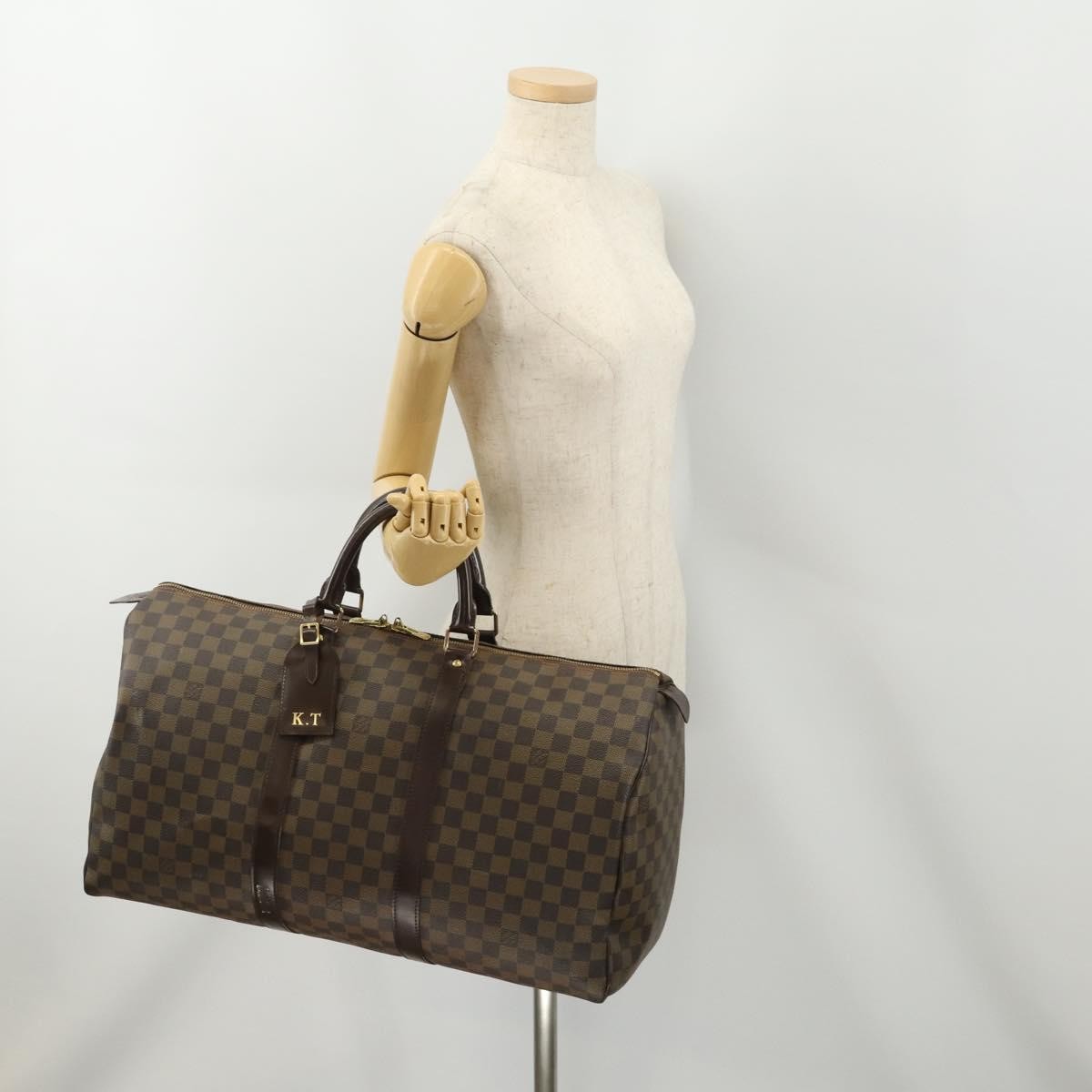 Louis Vuitton Keepall Bag Damier Brown Canvas Travel Bag Bag (Pre-Owned)