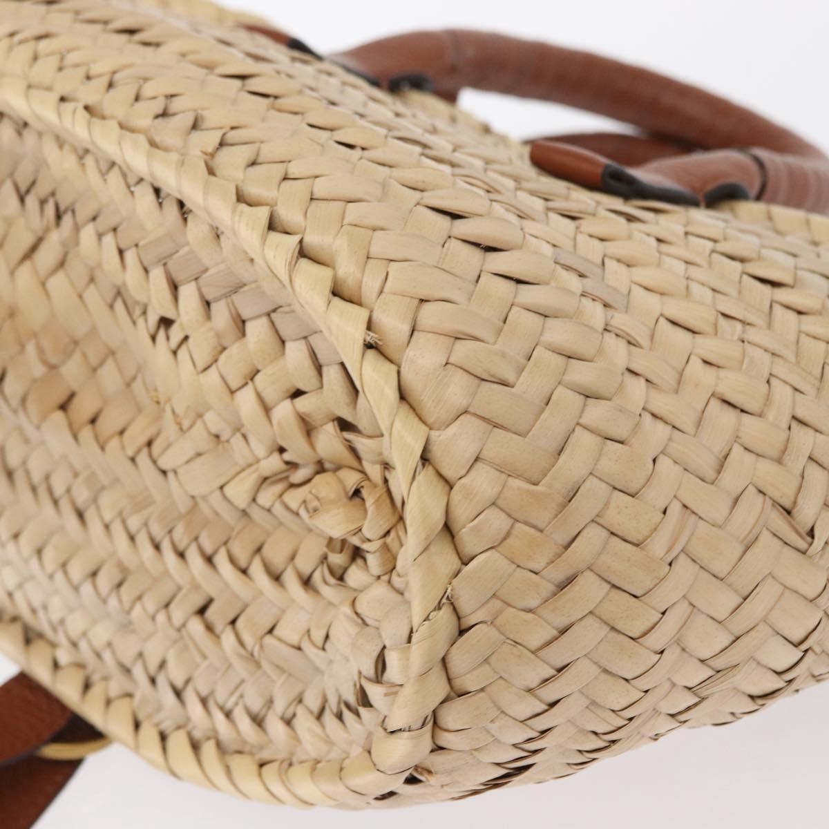 Chloe Marcie Basket Bag Raffia And Leather Beige Wicker Handbag (Pre-Owned)