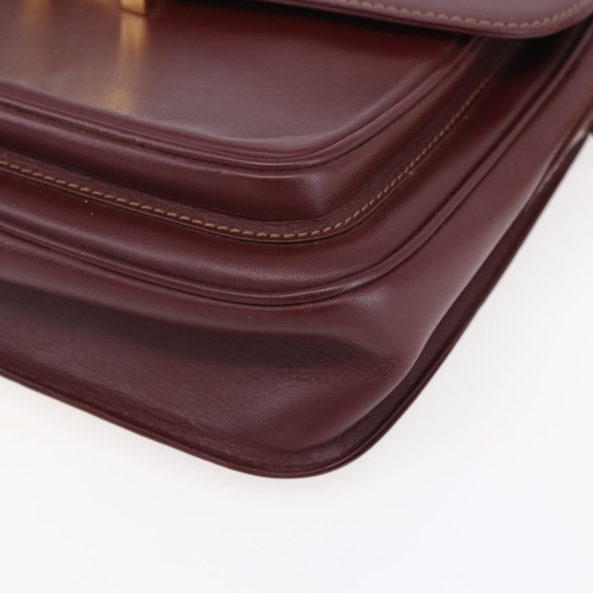 Cartier Must De Cartier Shoulder Bag Leather Burgundy Leather Shoulder Bag Bag (Pre-Owned)