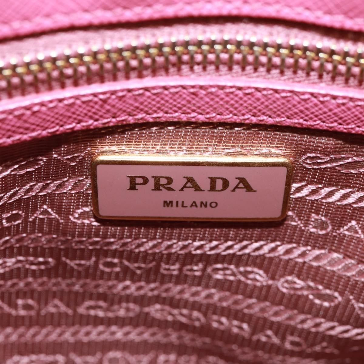 Prada Double Zip Lux Tote Saffiano Leather Pink Leather Handbag (Pre-Owned)