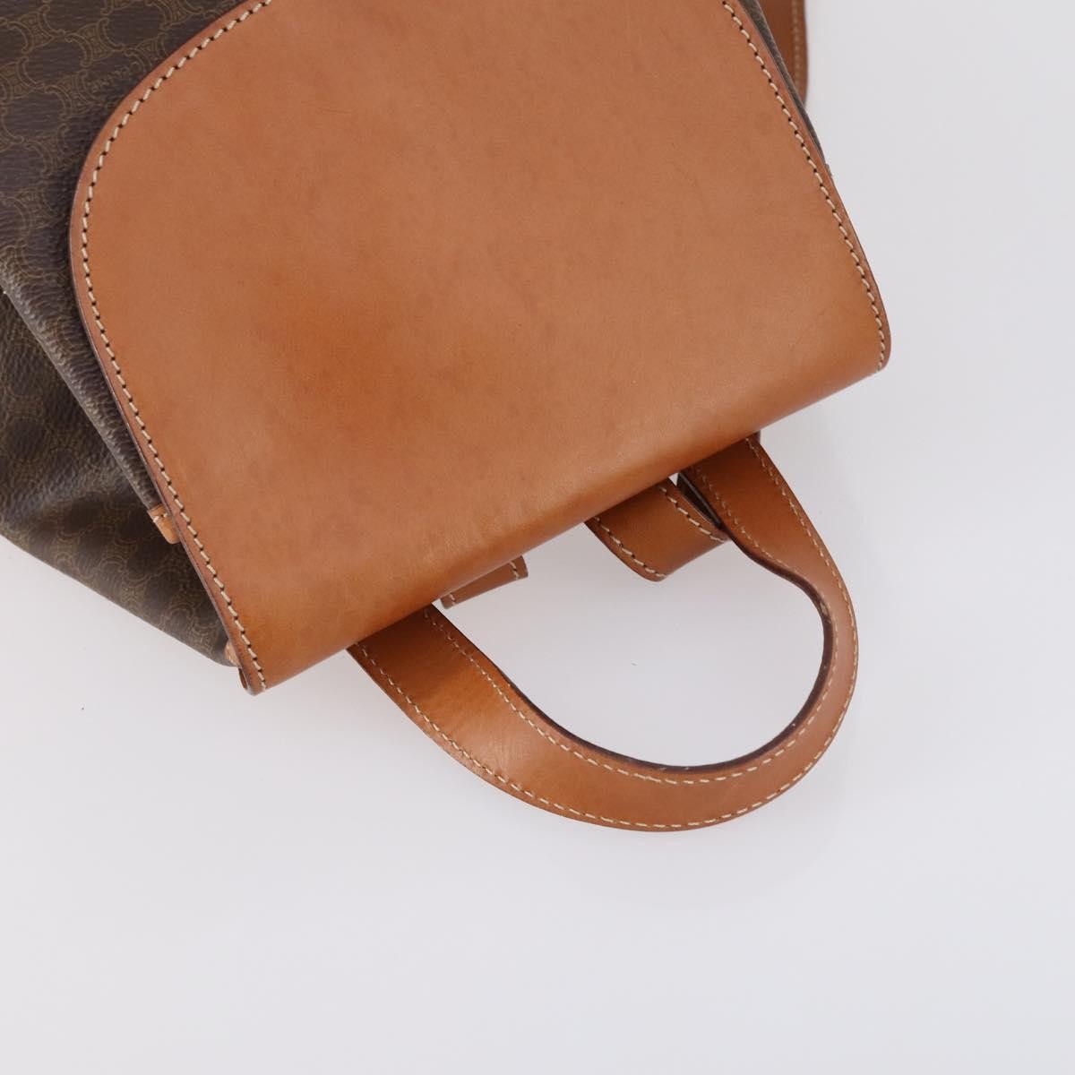 Celine Vintage Macadam Backpack Canvas And Leather Brown Canvas Backpack Bag (Pre-Owned)