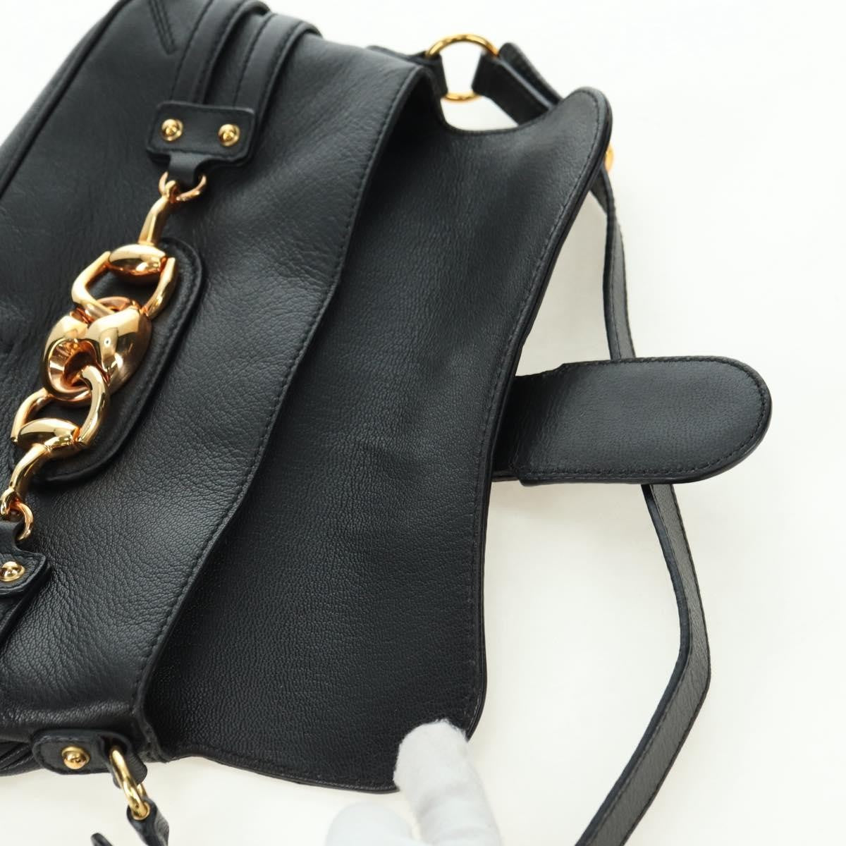 Gucci Horsebit Shoulder Bag Gg Canvas And Leather Black Leather Shoulder Bag Bag (Pre-Owned)