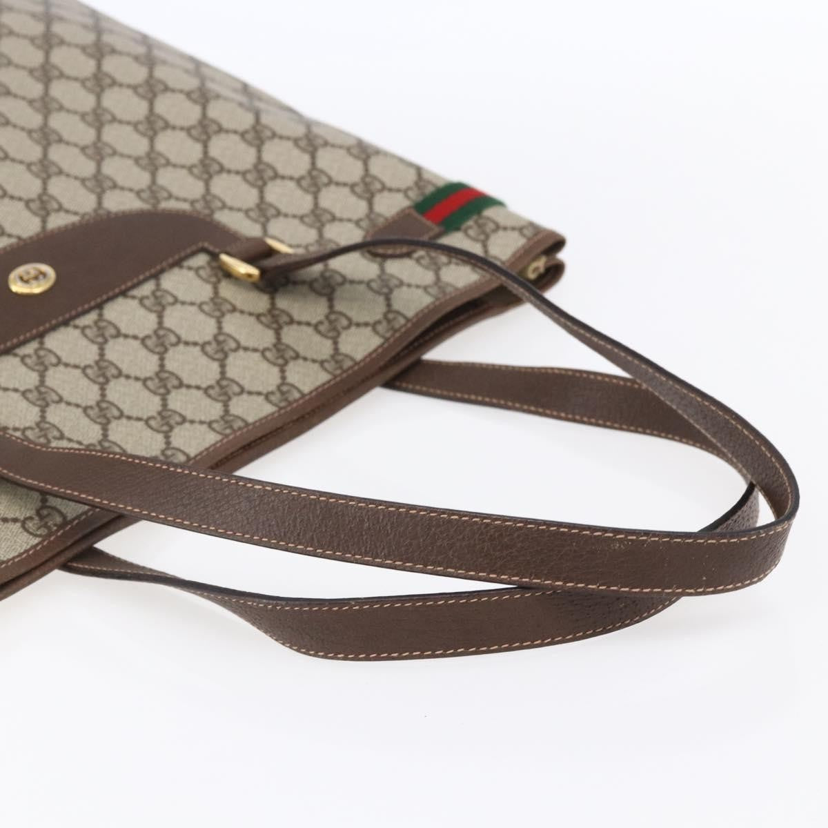 Gucci Vintage Tote Gg Canvas Beige Pvc Tote Bag Bag (Pre-Owned)