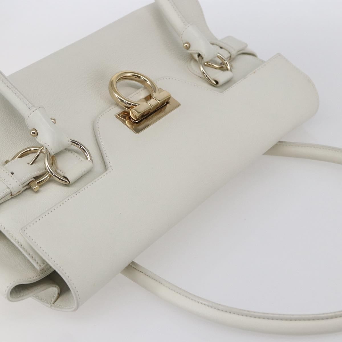 Salvatore Ferragamo Gina Satchel Leather White Leather Handbag (Pre-Owned)