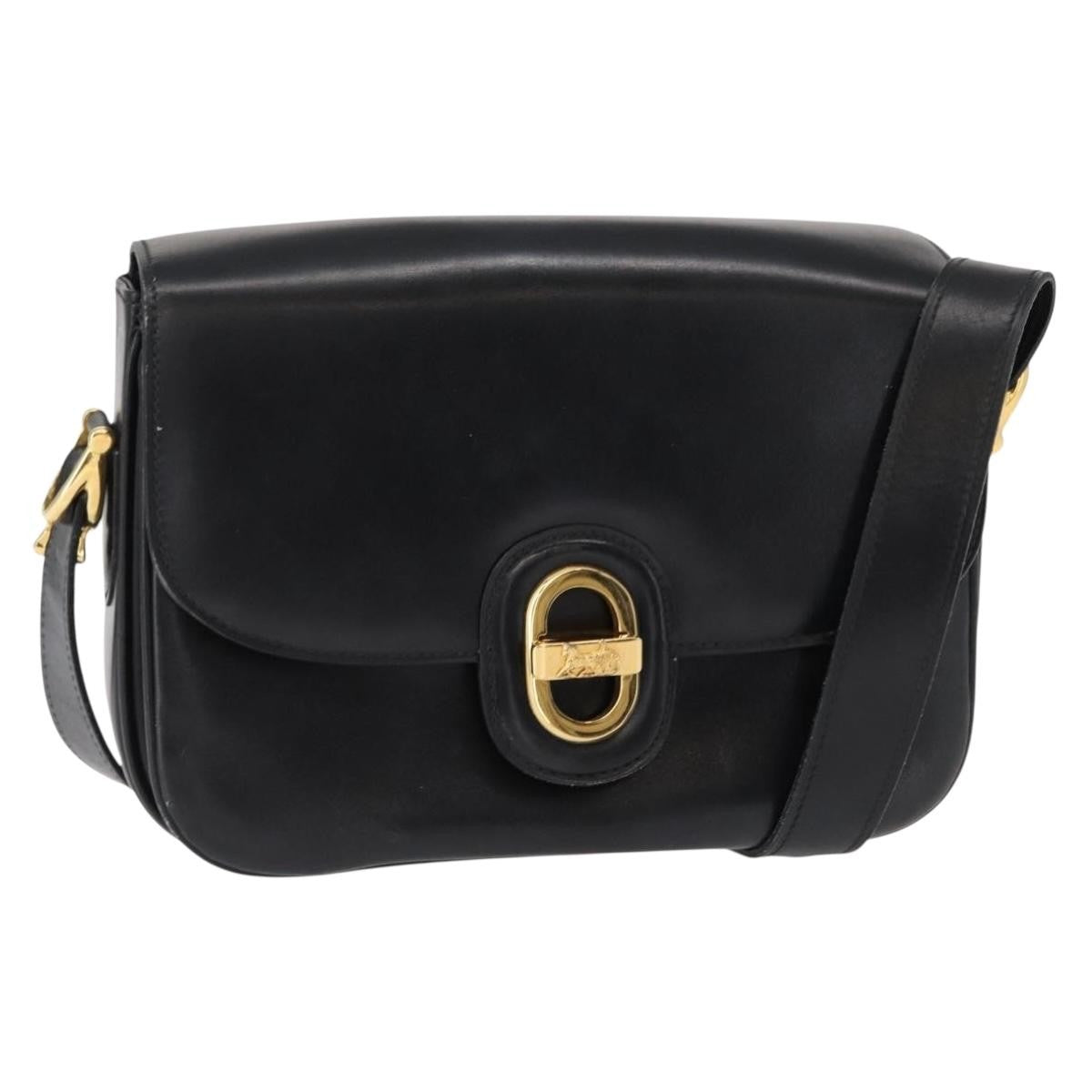 Celine Horse Carriage Shoulder Bag Leather Black Leather Shoulder Bag Bag (Pre-Owned)