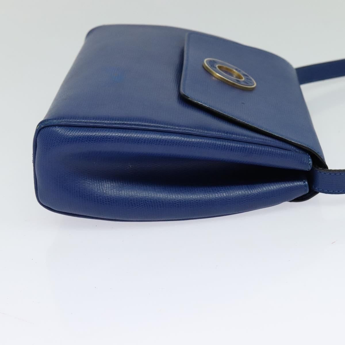 Celine Vintage Circle Logo Crossbody Bag Leather Blue Leather Shoulder Bag Bag (Pre-Owned)