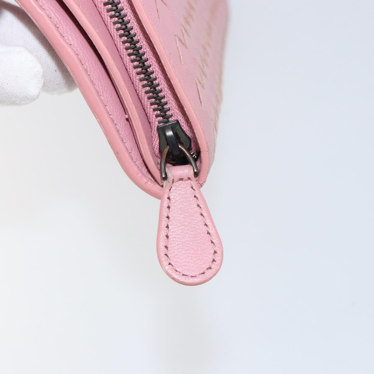 Bottega Veneta Intrecciato Long Zip  Wallet Leather Pink Leather Wallets Accessory (Pre-Owned)