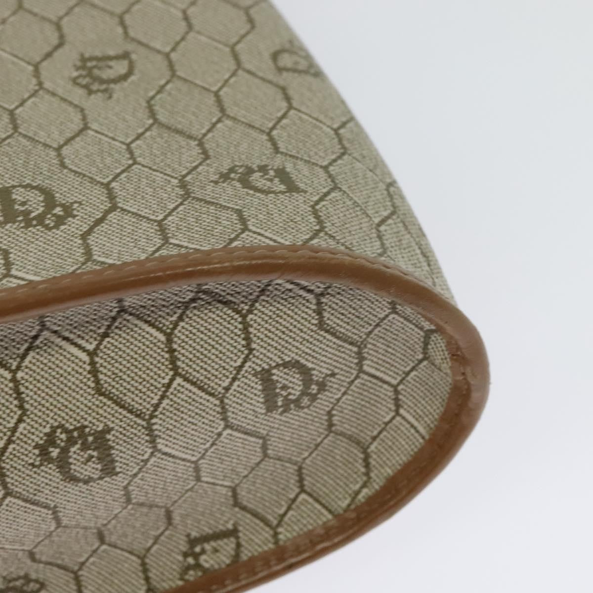 Christian Dior Vintage Honeycomb Shoulder Bag Canvas And Leather Beige Canvas Bag (Pre-Owned)