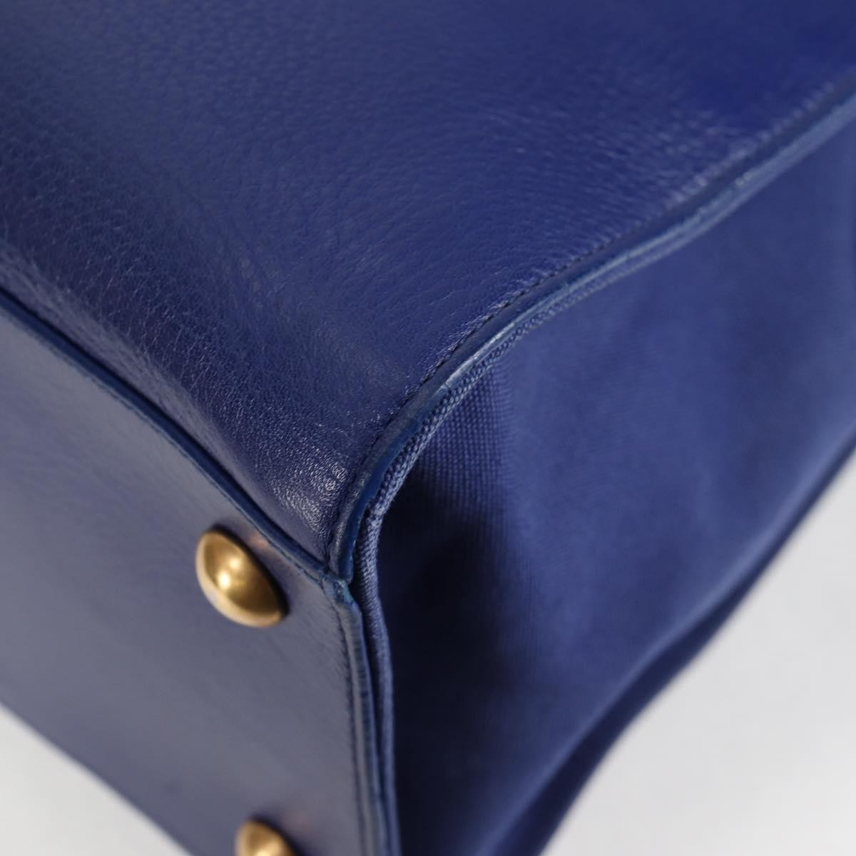 Saint Laurent Muse Two Bag Leather With Canvas Blue Leather Shoulder Bag Bag (Pre-Owned)