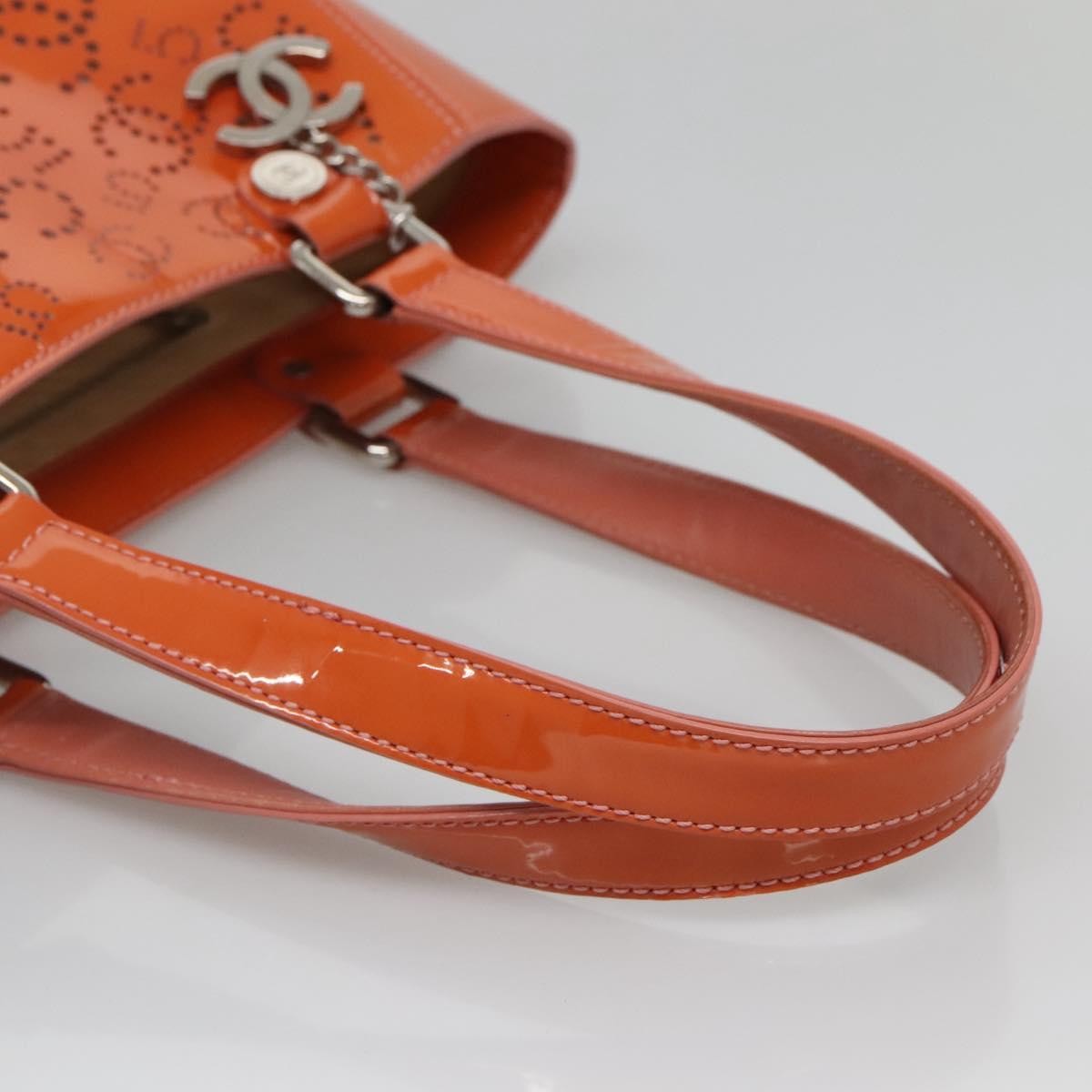 Chanel Cc No.5 Shopping Tote Perforated Patent Orange Patent_Leather Tote Bag Bag (Pre-Owned)