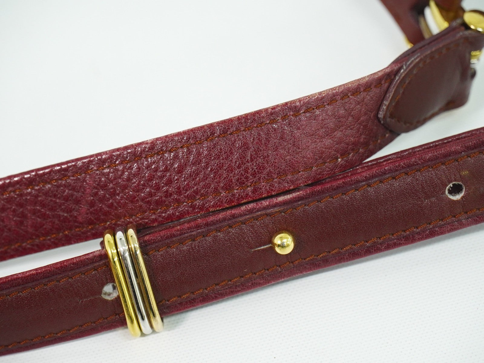 Cartier Must De Cartier Shoulder Bag Leather Burgundy Leather Shoulder Bag Bag (Pre-Owned)