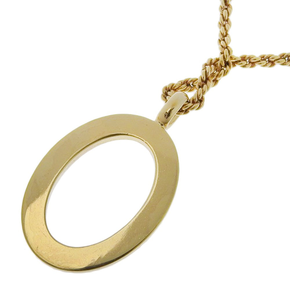 Christian Dior Vintage Circle Pendant Necklace Metal With Crystals Gold Gold_Plated Necklace Jewelry (Pre-Owned)
