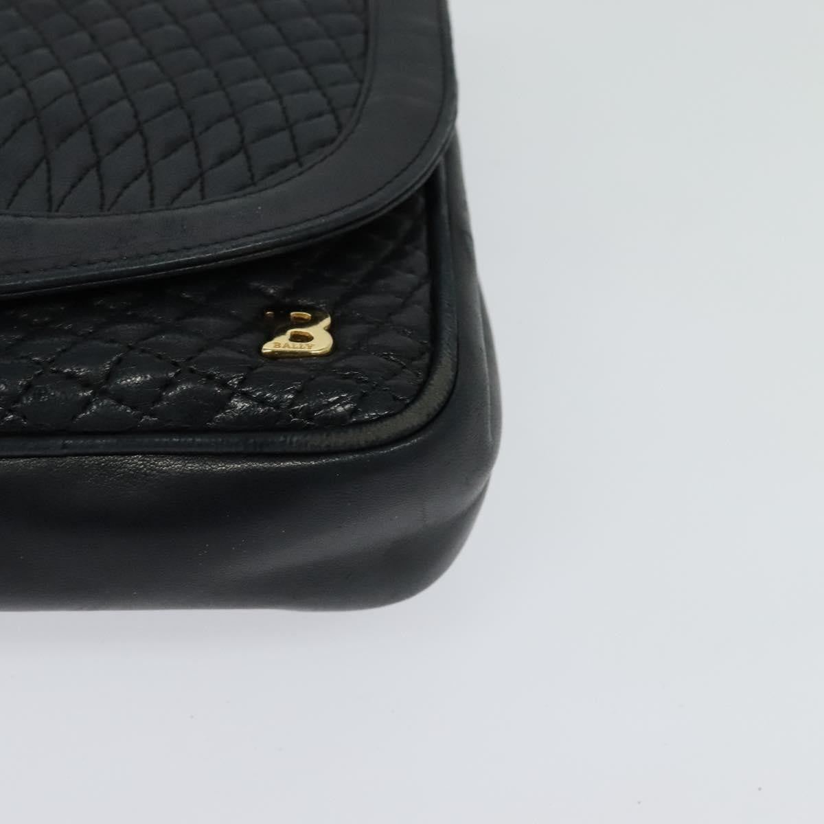 Bally Vintage Chain Shoulder Bag Quilted Leather Navy Leather Shoulder Bag Bag (Pre-Owned)