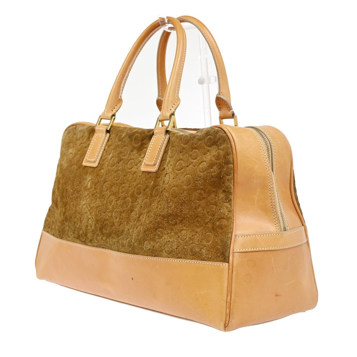 Celine C Macadam Handbag Suede And Leather Brown Suede Handbag (Pre-Owned)