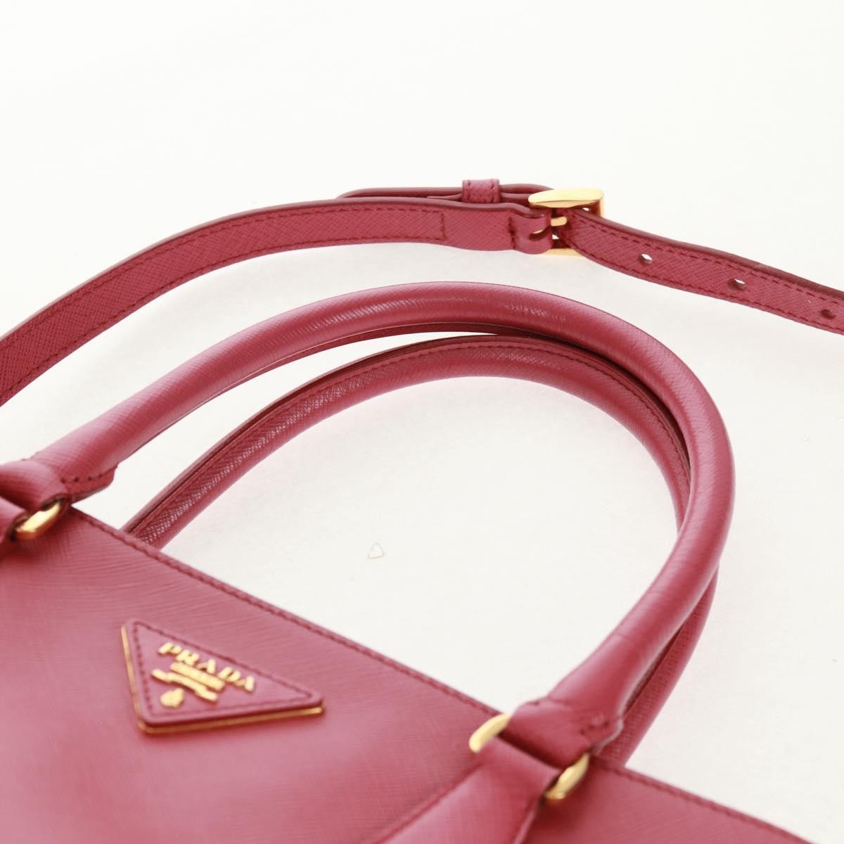 Prada Double Zip Lux Tote Saffiano Leather Pink Leather Handbag (Pre-Owned)
