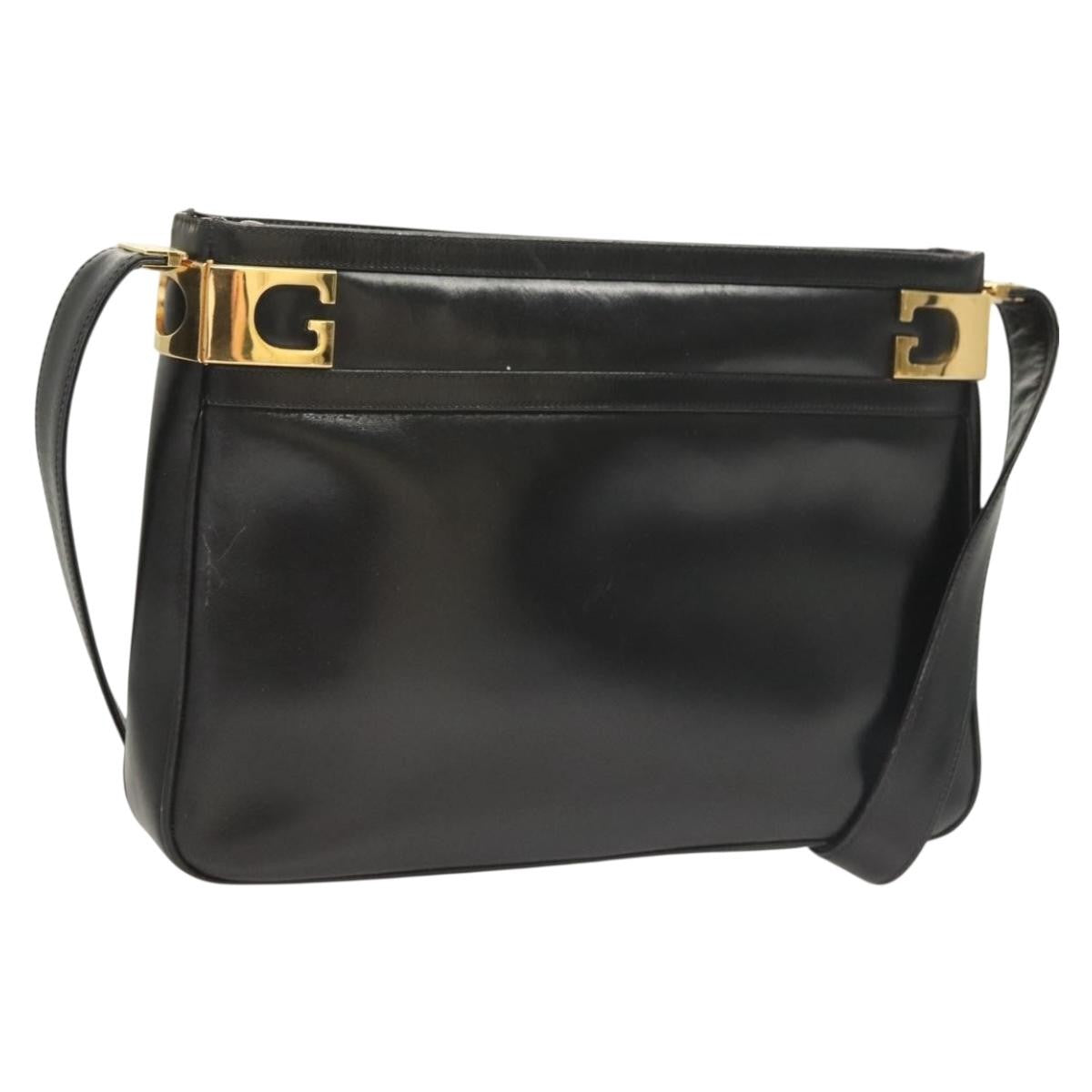 Gucci Vintage Shoulder Bag Leather Black Leather Shoulder Bag Bag (Pre-Owned)