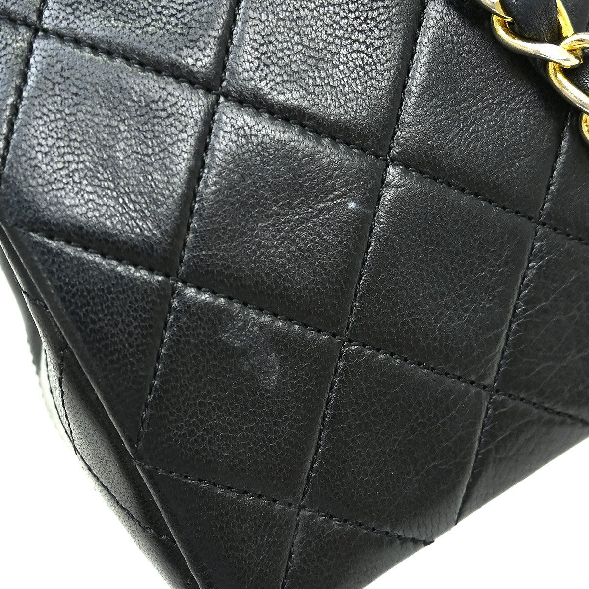 Chanel Vintage Square Classic Single Flap Bag Vertical Quilt Lambskin Black Leather Handbag (Pre-Owned)