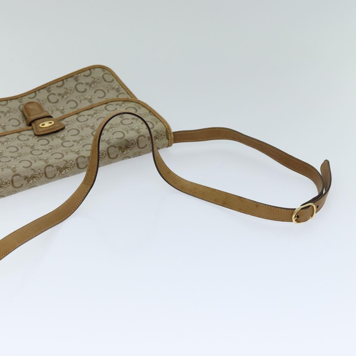 Celine C Macadam Shoulder Bag Canvas Beige Canvas Shoulder Bag Bag (Pre-Owned)