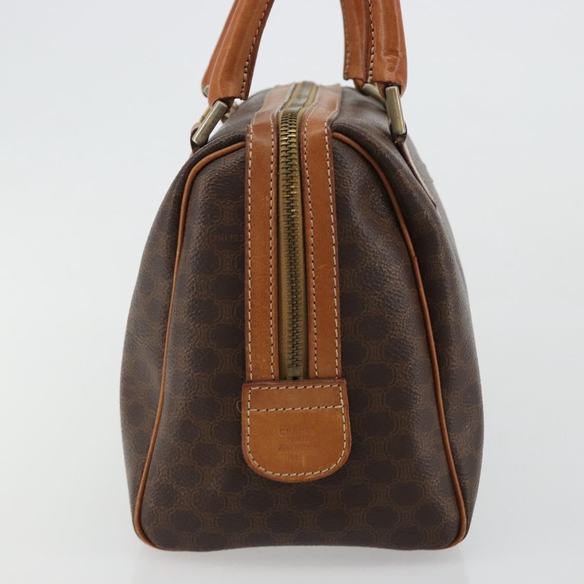Celine Vintage Triomphe Handbag Canvas Brown Canvas Handbag (Pre-Owned)