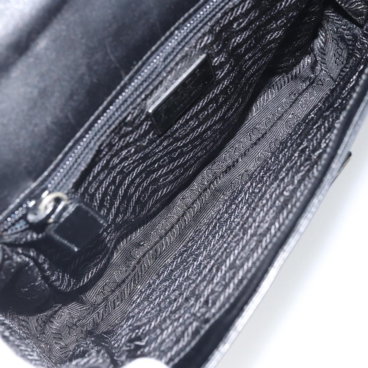 Prada Vintage Flap Shoulder Bag Leather Black Leather Shoulder Bag Bag (Pre-Owned)