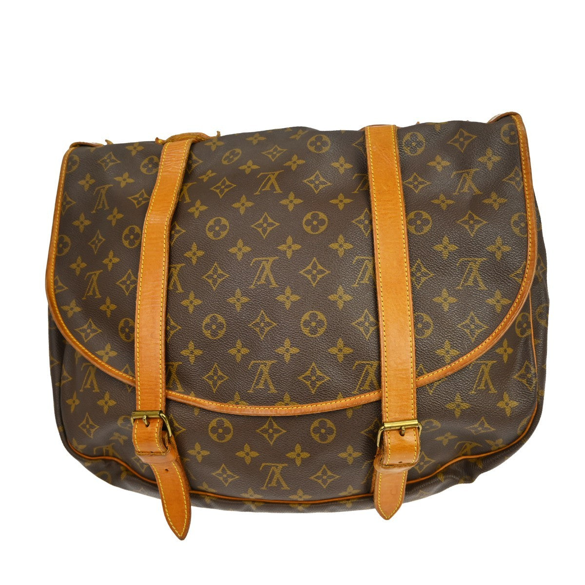 Louis Vuitton Saumur Handbag Monogram Canvas Brown Canvas Shoulder Bag Bag (Pre-Owned)