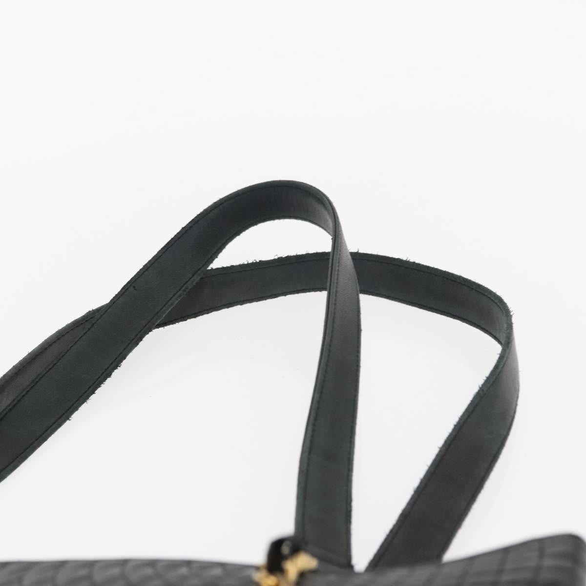 Bally Vintage Chain Shoulder Bag Quilted Leather Navy Leather Shoulder Bag Bag (Pre-Owned)