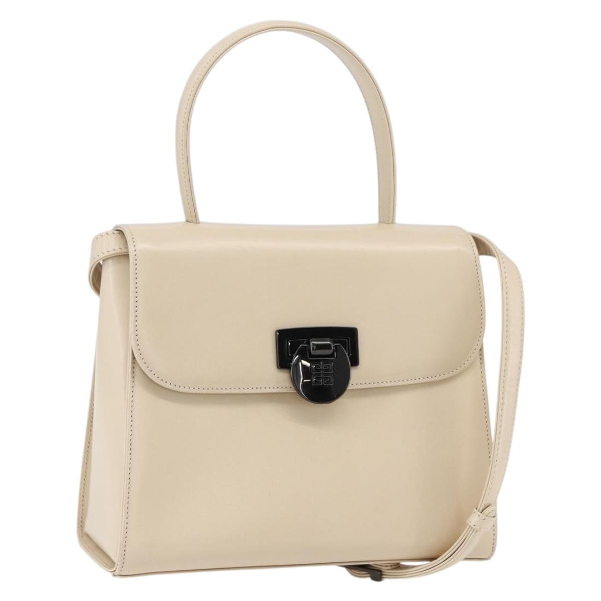 Givenchy Vintage 4G Handbag Leather Beige Leather Handbag (Pre-Owned)