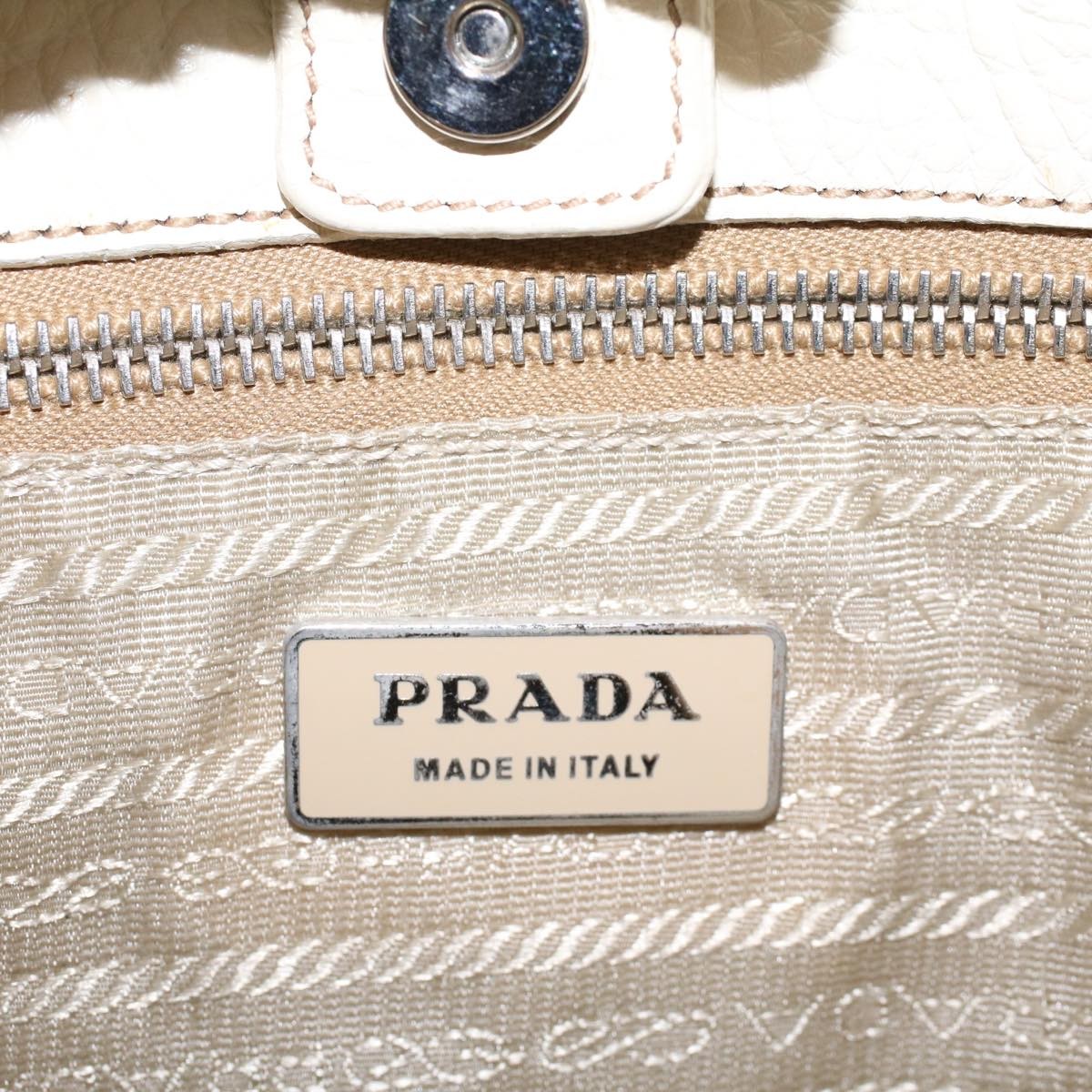 Prada Vintage Shoulder Bag Leather White Leather Shoulder Bag Bag (Pre-Owned)