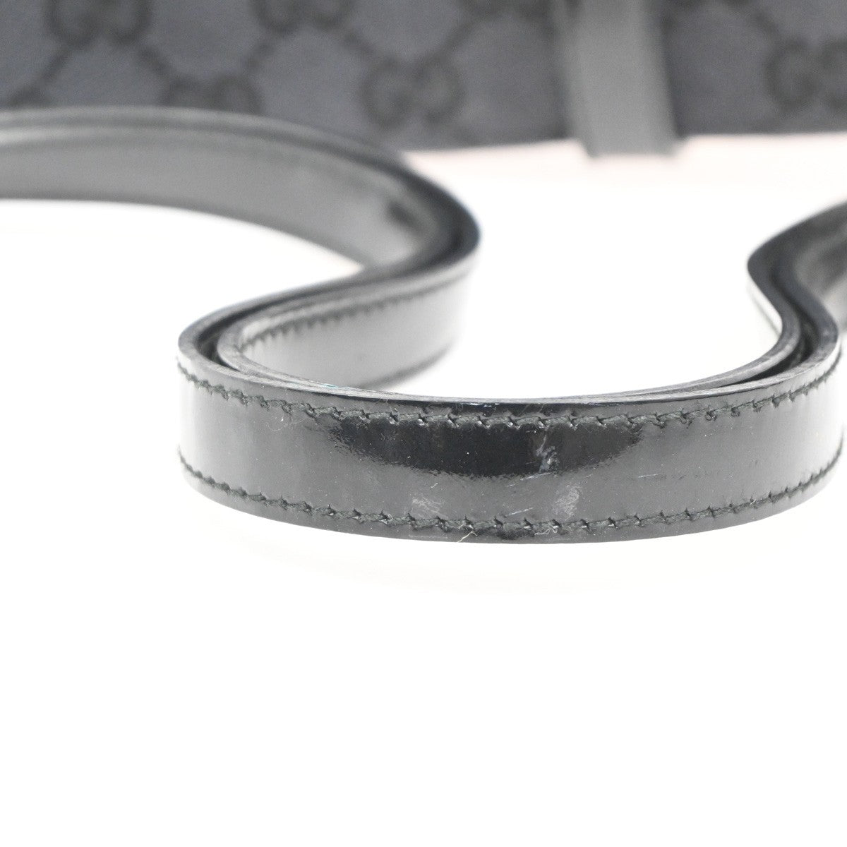 Gucci Vintage Shoulder Bag Monogram Canvas Black Patent_Leather Shoulder Bag Bag (Pre-Owned)