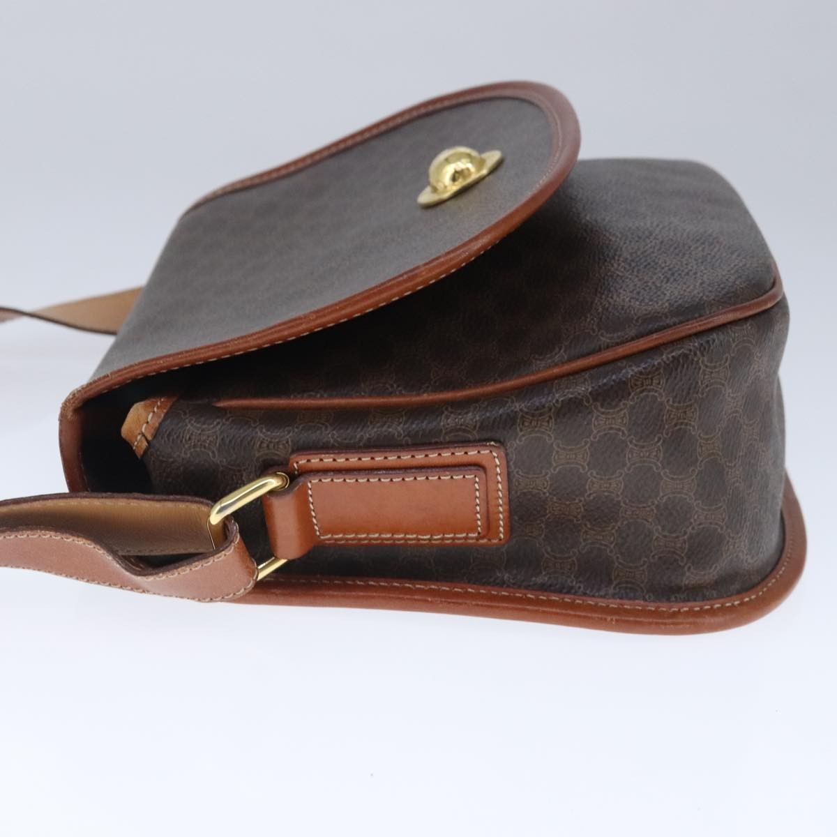 Celine Vintage Macadam Shoulder Bag Canvas And Leather Brown Canvas Shoulder Bag Bag (Pre-Owned)
