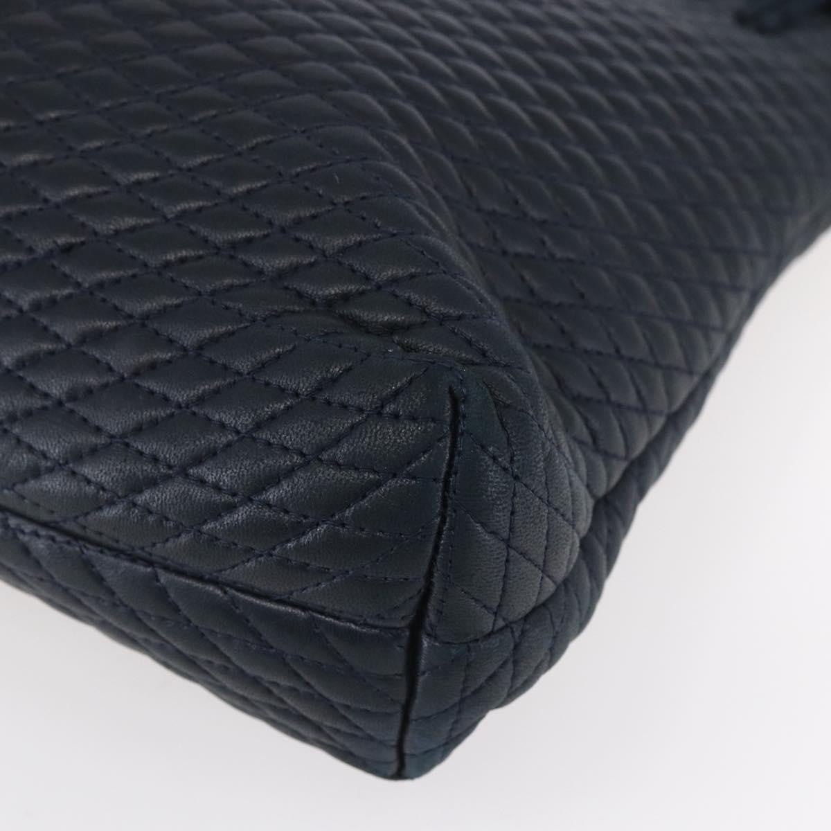 Bally Vintage Chain Shoulder Bag Quilted Leather Navy Leather Shoulder Bag Bag (Pre-Owned)