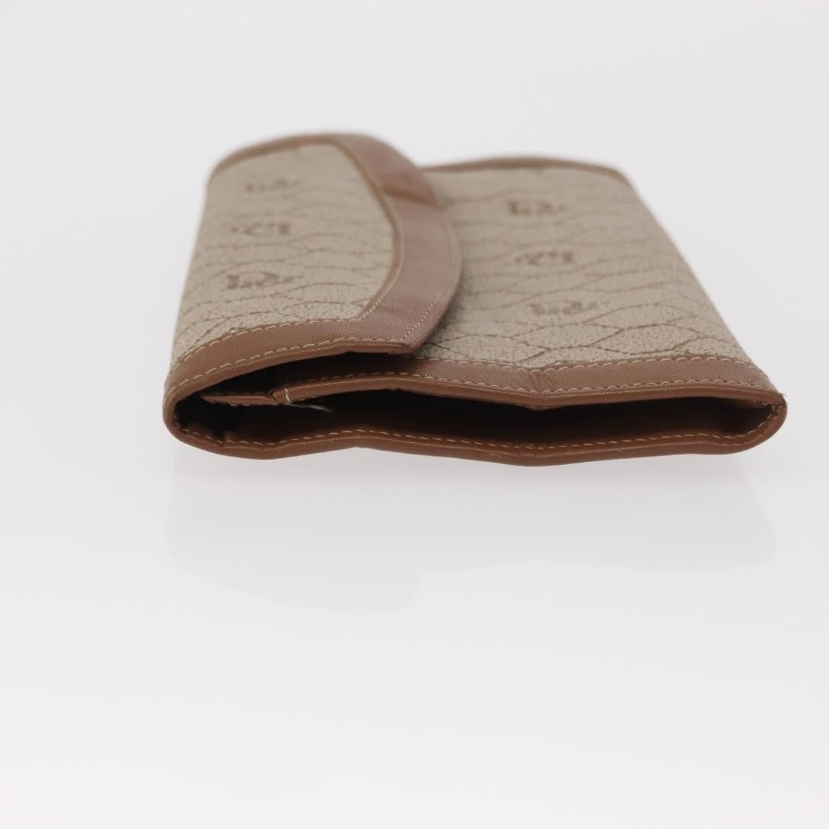 Christian Dior Vintage Honeycomb Flap Wallet Coated Canvas Beige Canvas Wallets Accessory (Pre-Owned)