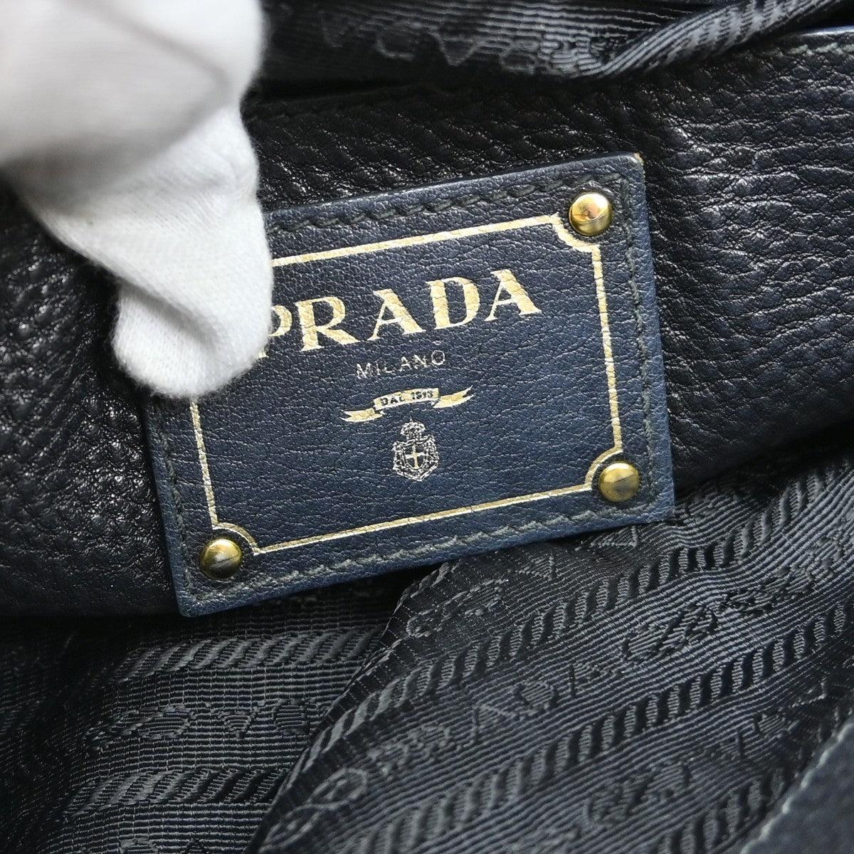 Prada Vintage Handbag Leather Black Leather Handbag (Pre-Owned)