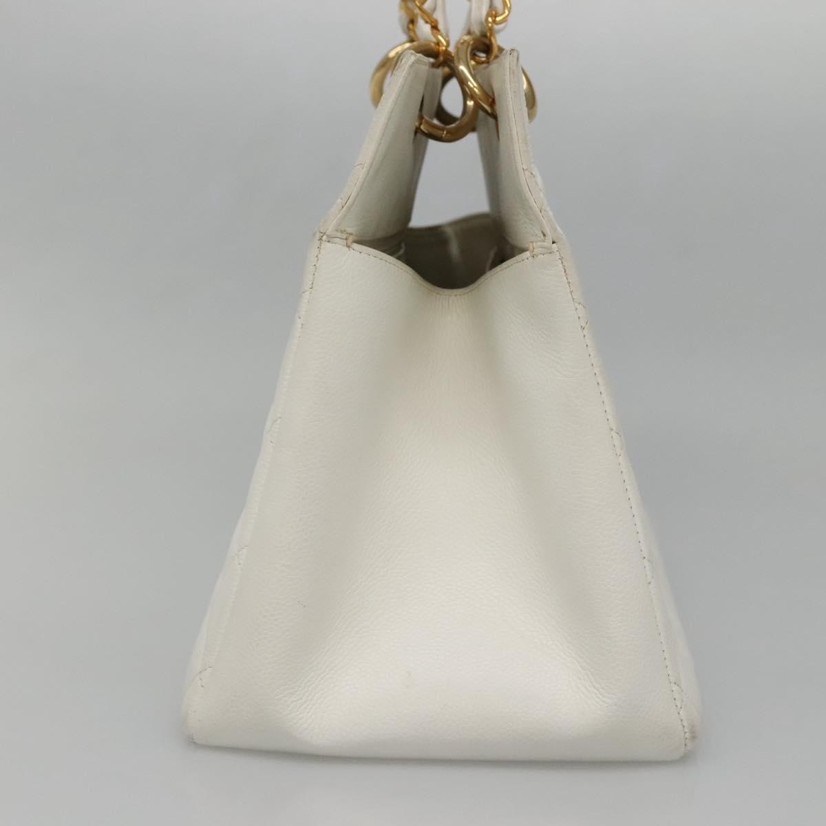 Chanel Vintage Grand Shopping Tote Quilted Caviar White Leather Bag (Pre-Owned)